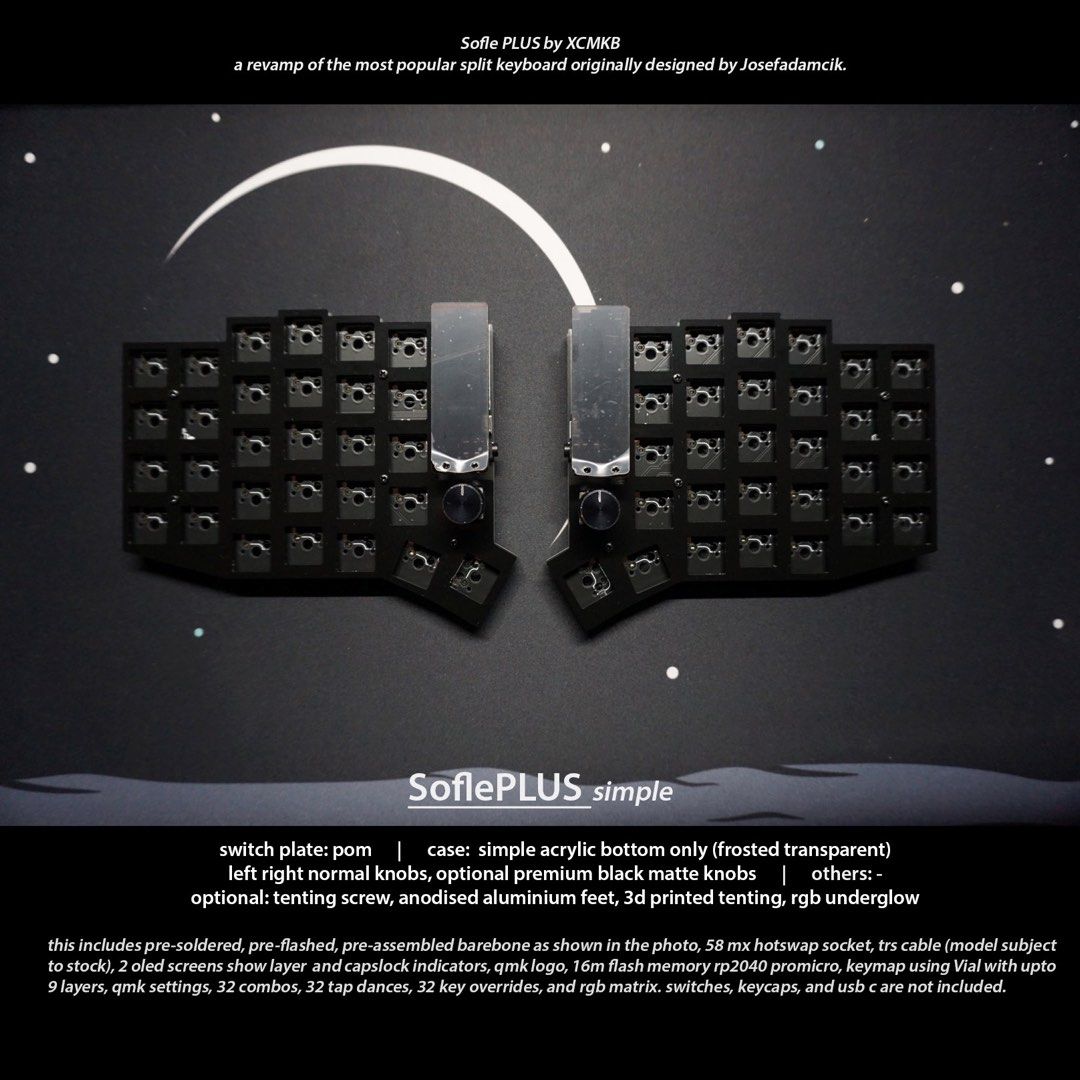 New Sofle PLUS by xcmkb split keyboard pimoroni trackball horizontal