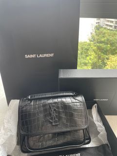 Saint Laurent Niki Baby Mock Croc Shoulder Bag