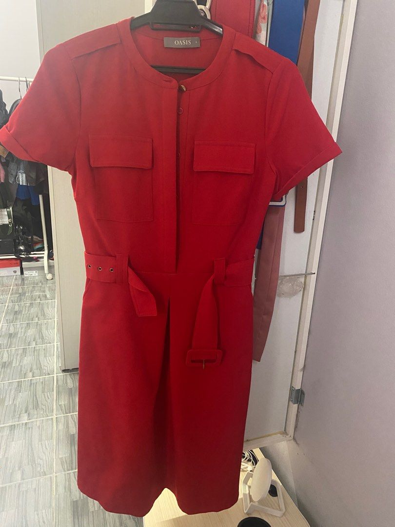 Oasis red utility shirt dress store
