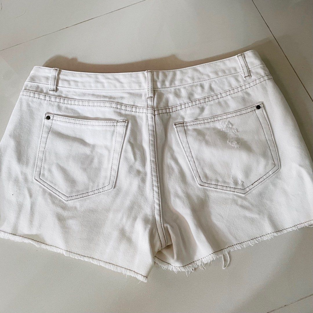 White ripped denim outlet shorts womens