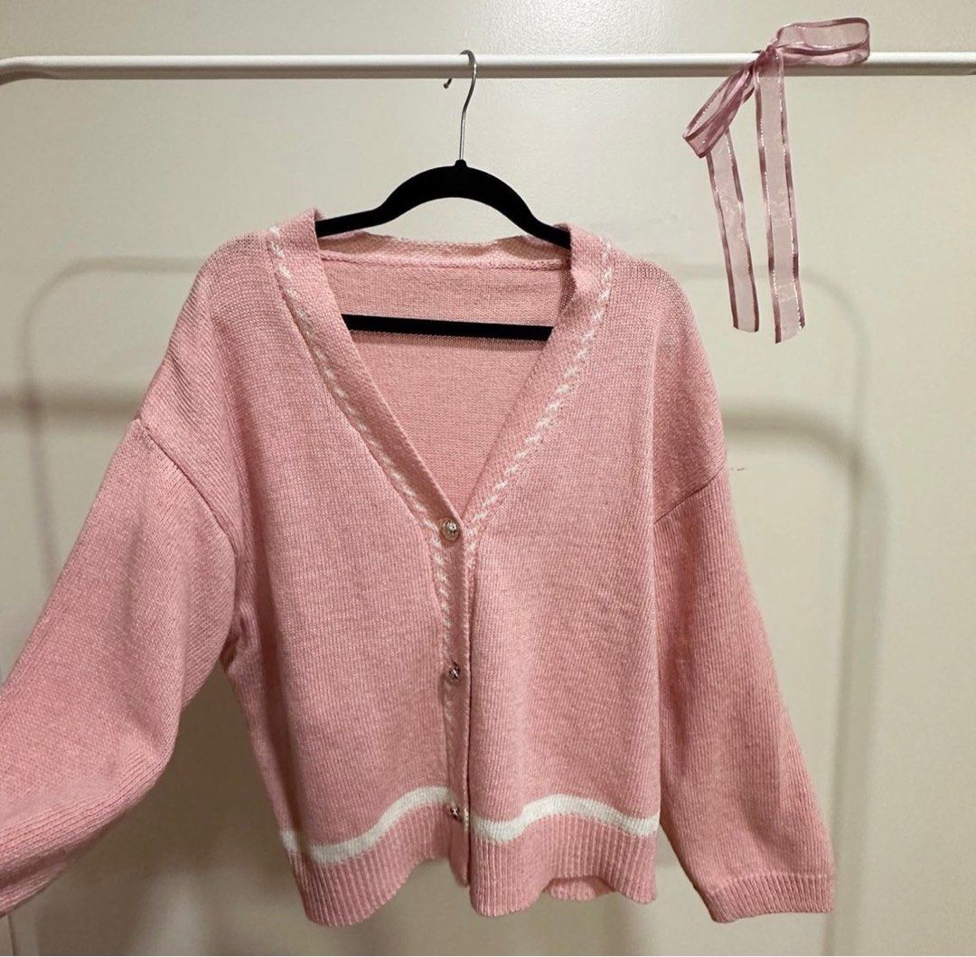 Pastel Pink Cardigan Women s Fashion Coats Jackets and Outerwear on Carousell