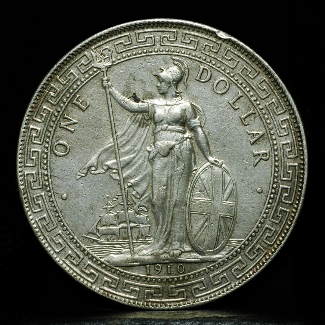 PCGS評級AU 1910/00B 騎版英國貿易銀站洋壹圓銀幣Trade Dollar