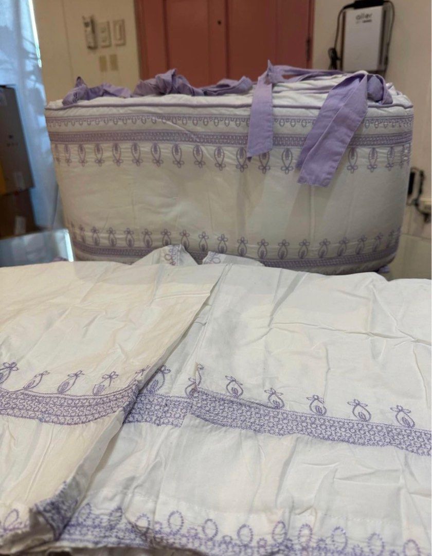 Pottery barn crib skirt and crib bumper