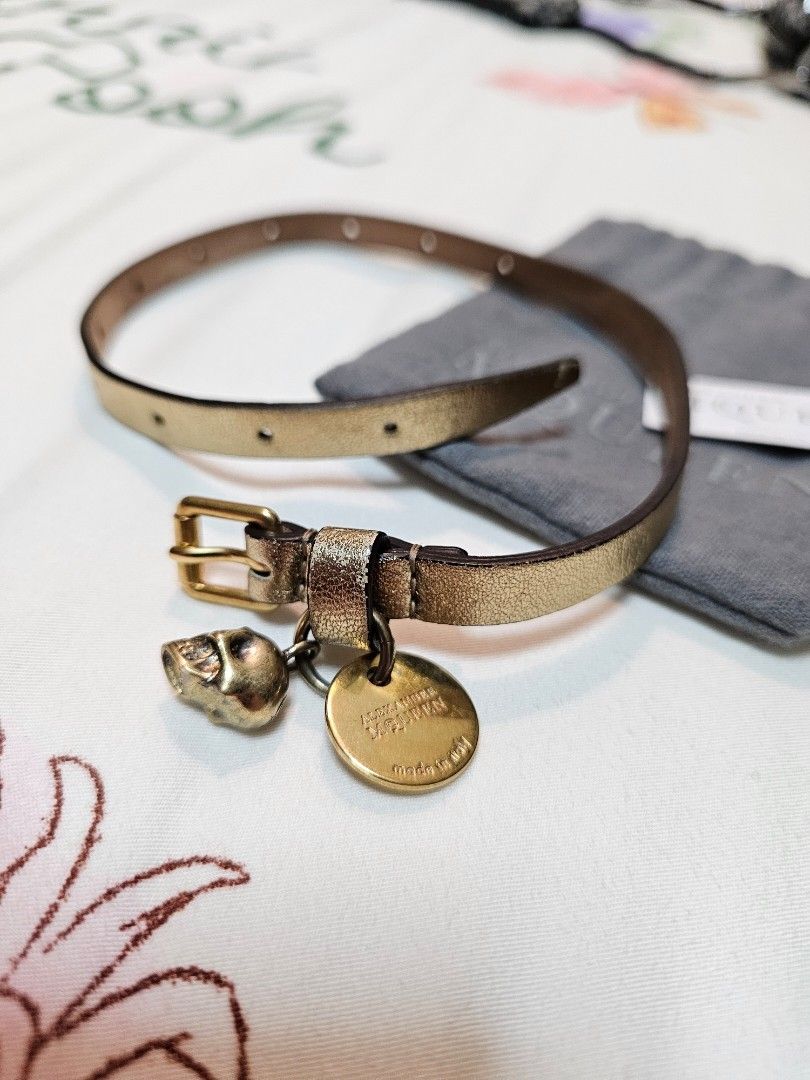 Rare ALEXANDER MCQUEEN GOLD Leather Bracelet Men s Fashion