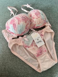 Aimerfeel Womens Stylish Pink Bra with Embroidered Flower Pattern