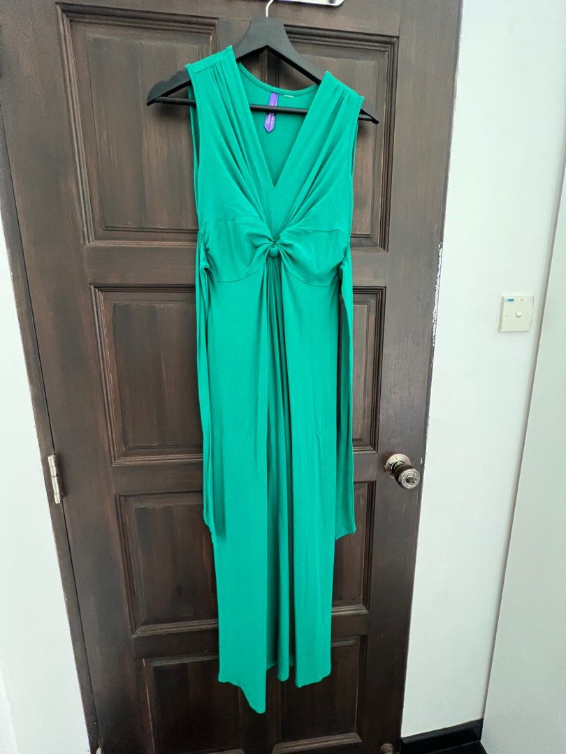 Emerald Knot Front Maternity Maxi Dress