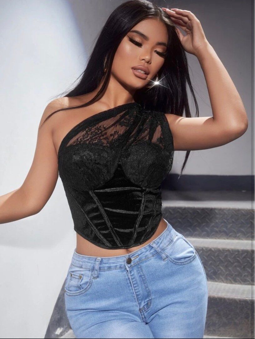 Sexy Velvet Off Shoulder Cropped Corset Shein Crop Vest For Women