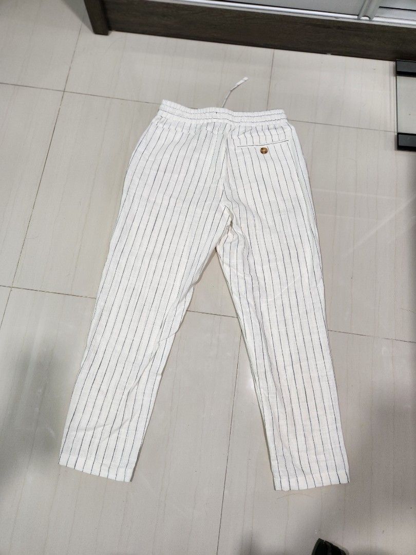 White pinstripe pants top men