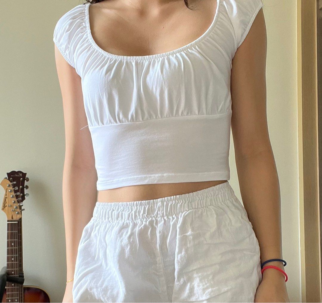 SUBDUED white top, Women's Fashion, Tops, Shirts on Carousell