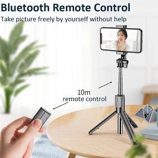 tripod selfie stick with bluetooth remote control