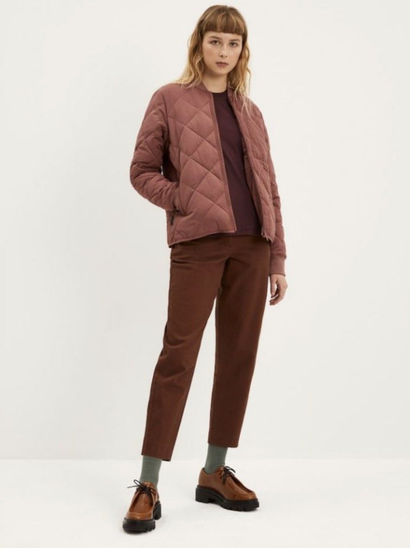 UNIQLO Ultra Light Down Blouson Bomber Full Zip Puffer Diamond Quilt Jacket Pink Size Medium