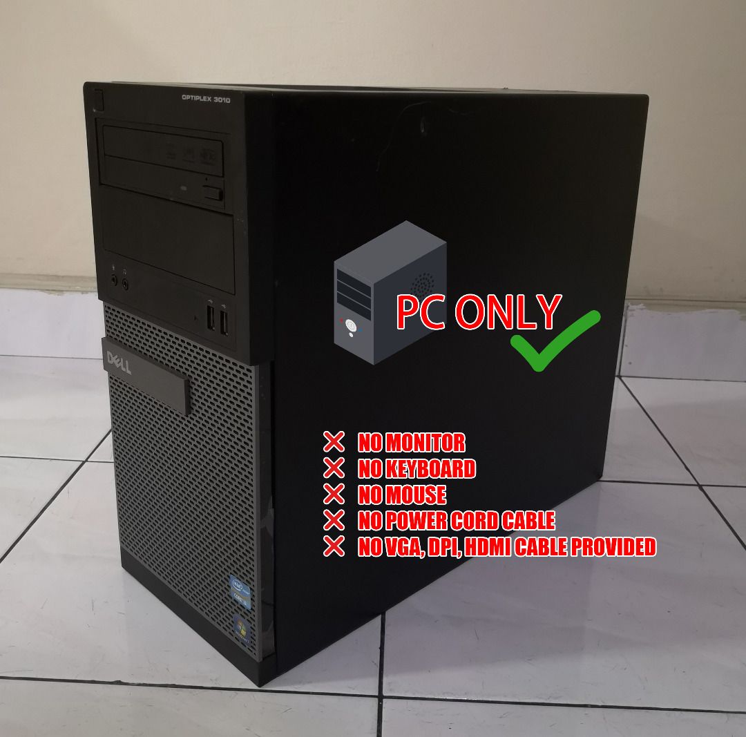 Used Dell Optiplex 3010 Core i5 4 Core 4 Thread 120GB SSD 8GB RAM Windows 10 Pro PC Only