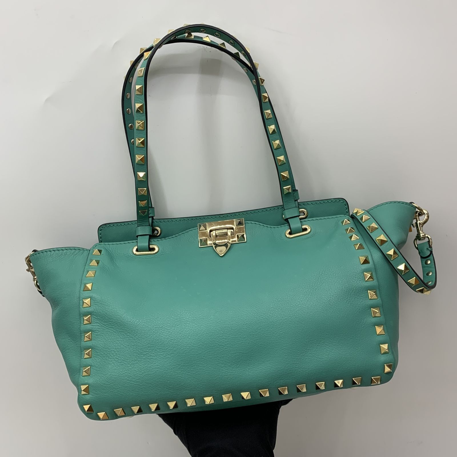 VALENTINO TURQUOISE ROCKSTUD 2WAY SHOULDER BAG 237026999 WE