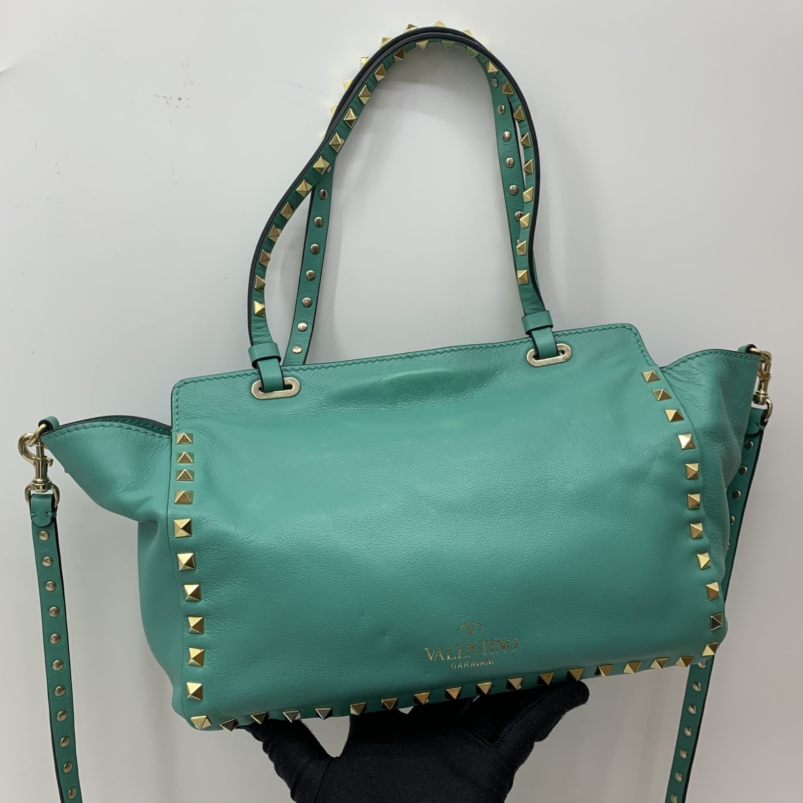 VALENTINO TURQUOISE ROCKSTUD 2WAY SHOULDER BAG 237026999 WE