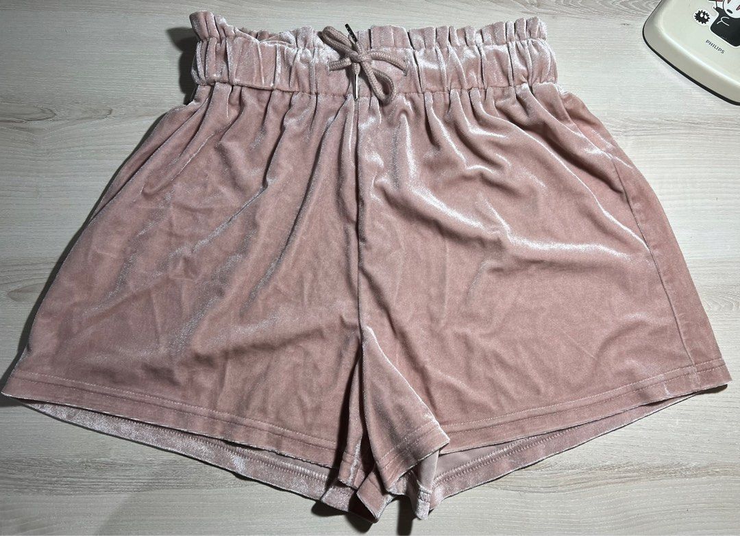 Velvet Dusty Pink Shorts Women s Fashion Bottoms Shorts on