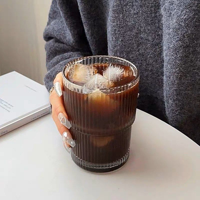 Vertical Stripe Glass Coffee Cups Water Mug Ice Americano - Temu
