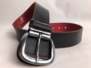 Vintage Black on Red Leather Base-Ball Belt