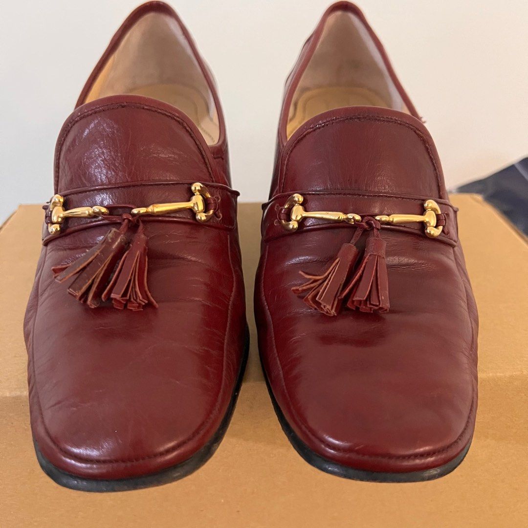Maroon sales leather loafers