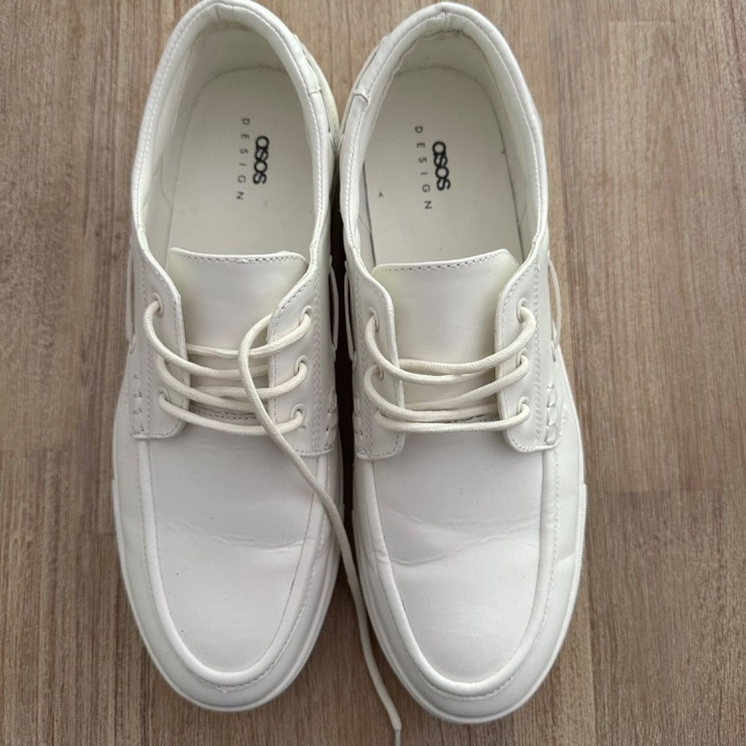 White leather boat shoes cheap