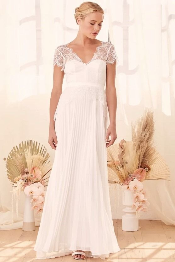 White lace short sleeve dress online
