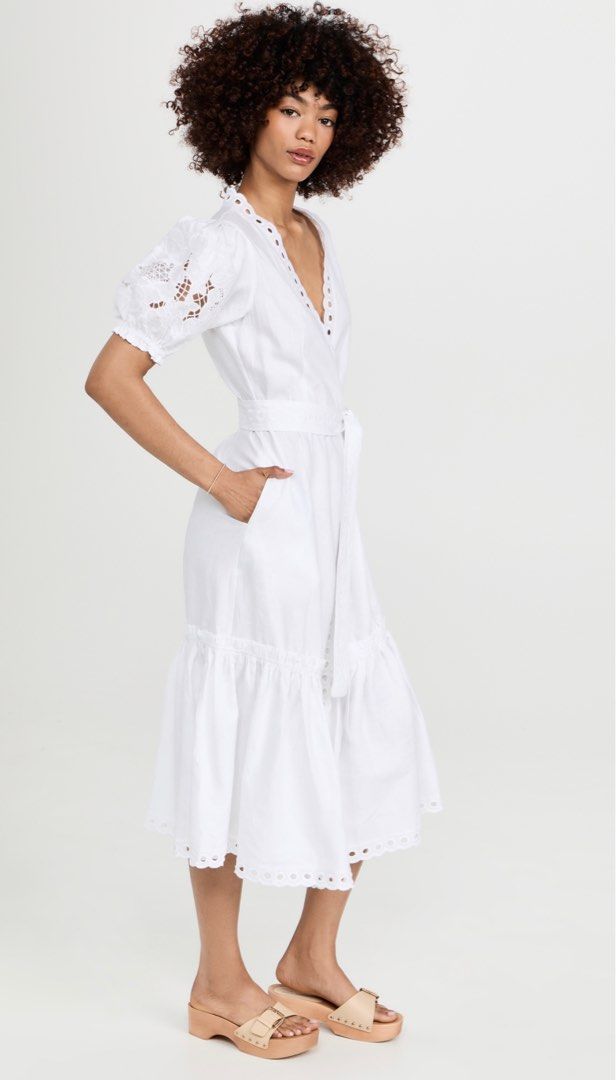 White linen wrap dress outlet