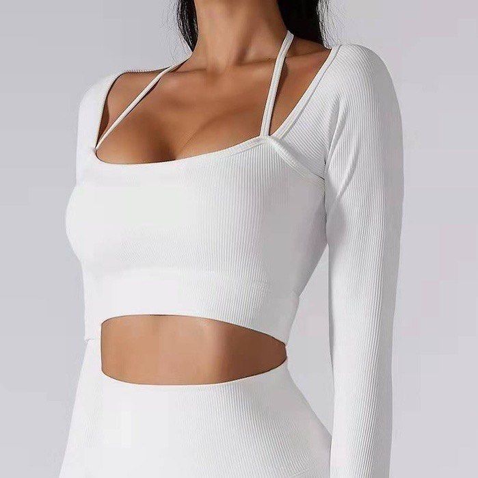 White long hotsell sleeve yoga top