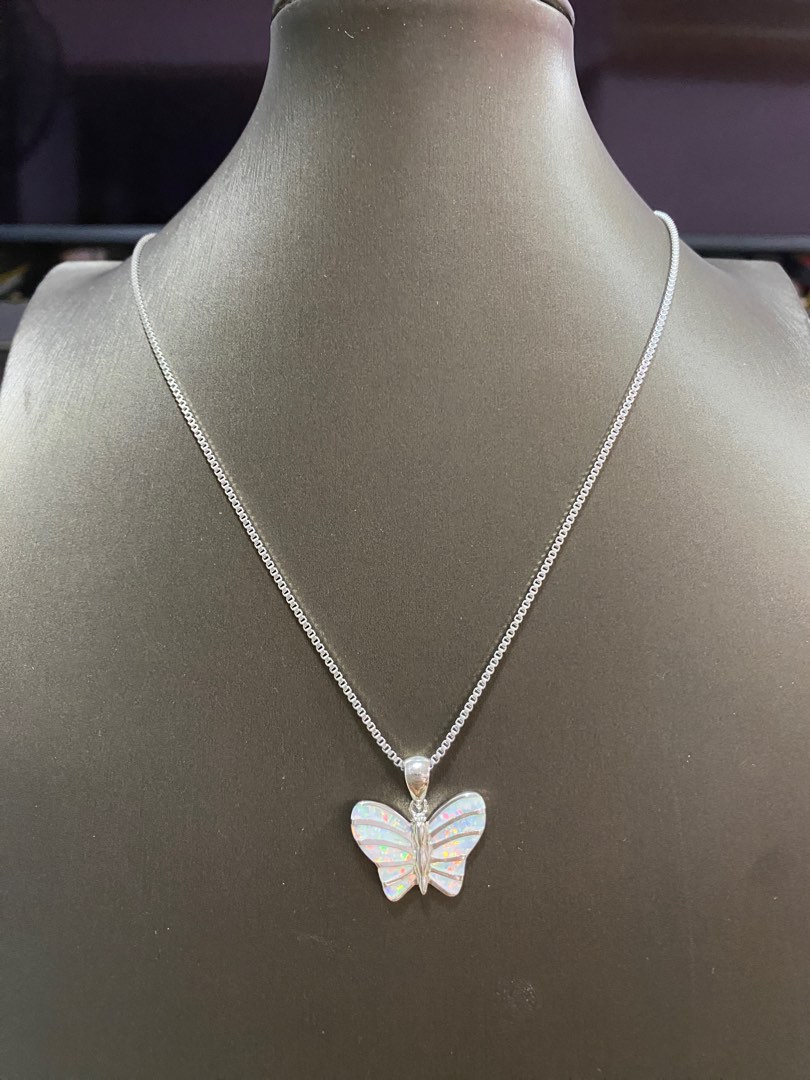 White gold outlet butterfly pendant
