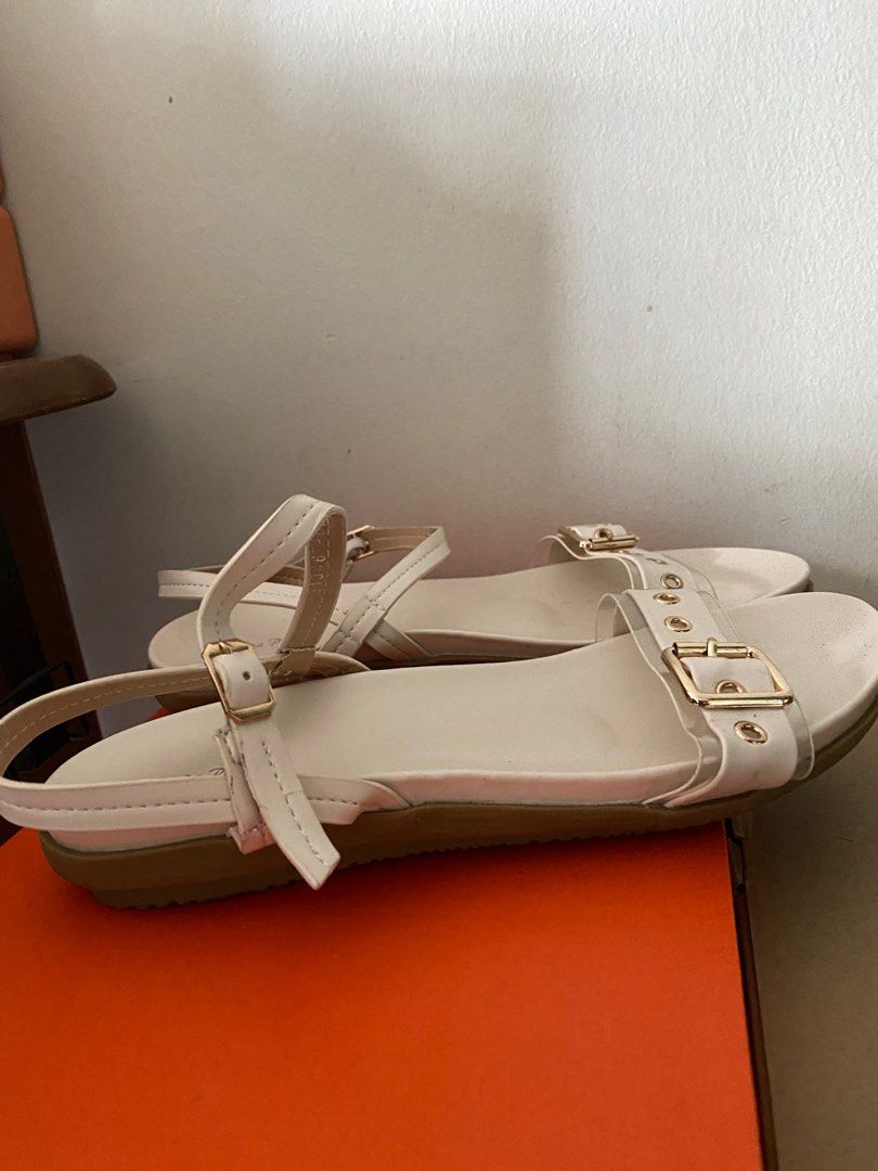 Red and white on sale sandals