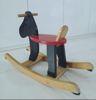 Rocking Horse Plush Animal on Wooden Rockers with Sounds, Stirrups, Saddle  & Reins, Ride on Toy, Toddlers to 4 Years Old by Happy Trails 