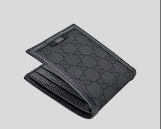 Gucci Bifold Wallet GG Nylon Black for Men
