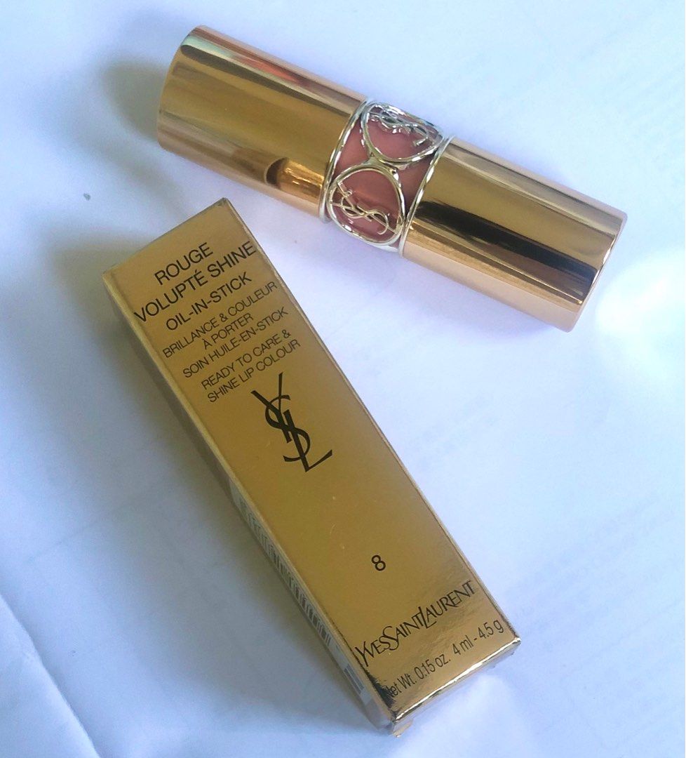 YSL 8 New pink blouson rouge volupte shine oil in stick lip glow