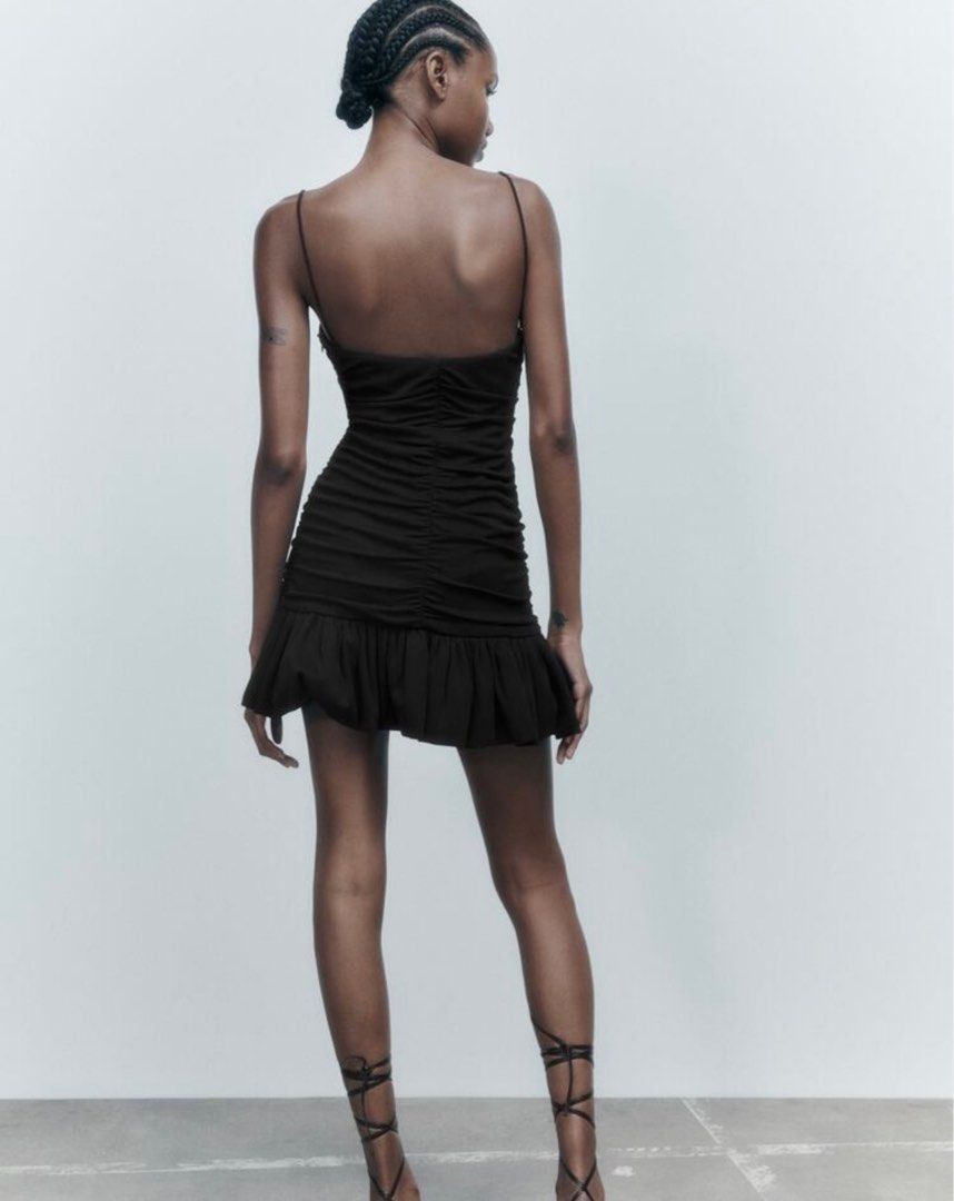 zara draped dress with ruffles