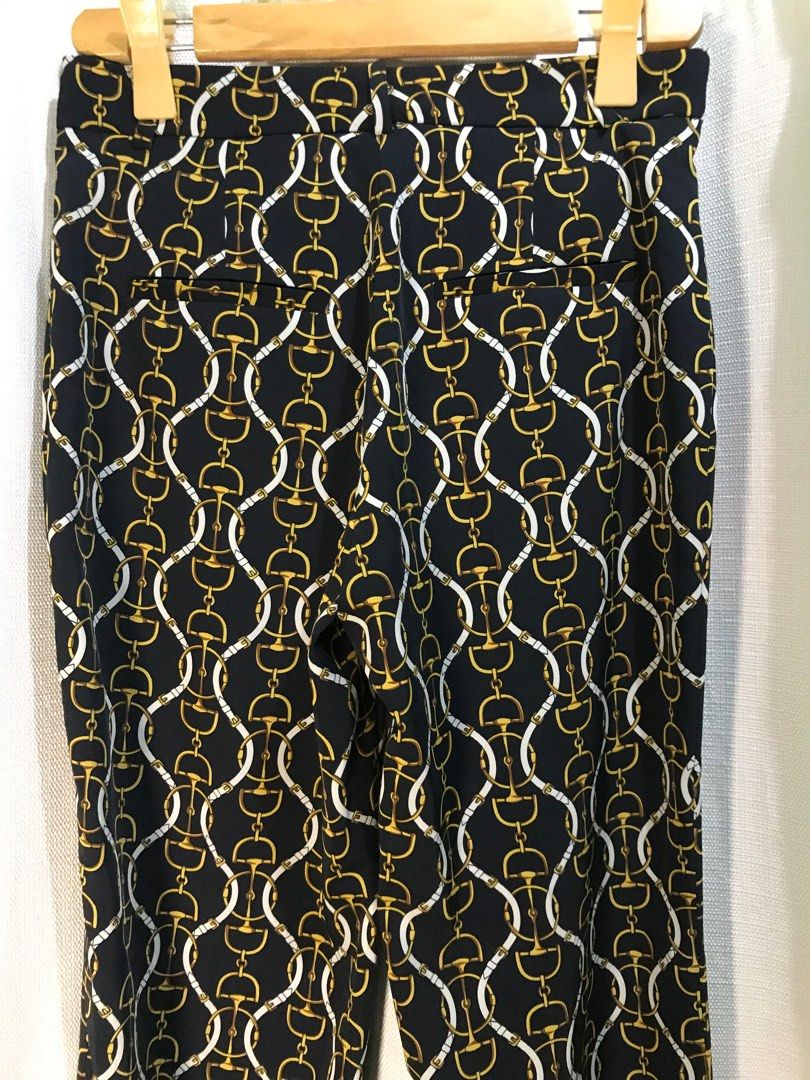 Zara flare trouser chain print Women s Fashion Bottoms Other Bottoms on Carousell
