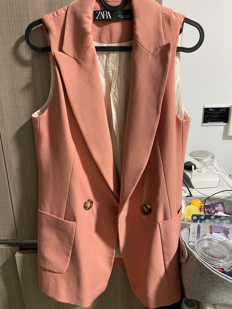 Zara pink waistcoat on sale