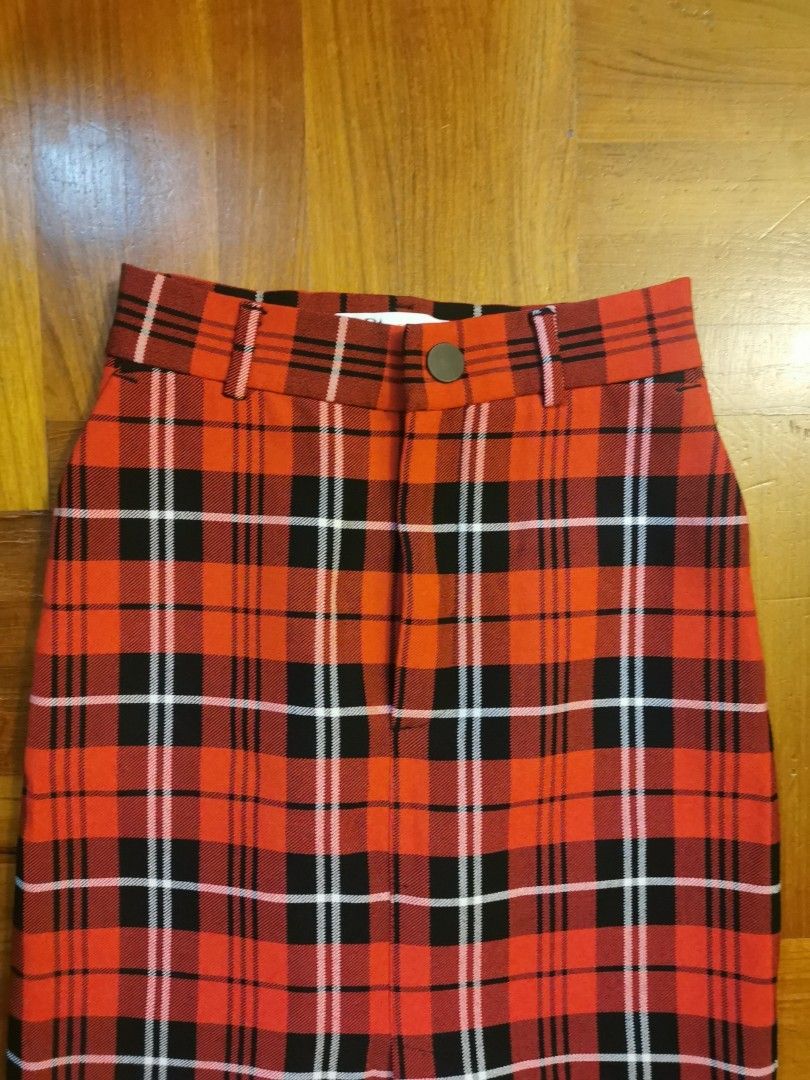Orange plaid skirt zara shop