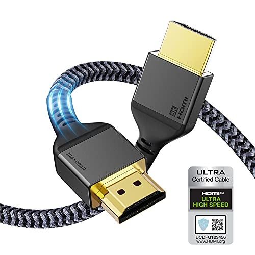 6ft (2m) HDMI 2.1 Cable 8K - Certified Ultra High Speed HDMI Cable 48Gbps -  8K 60Hz/4K 120Hz HDR10+ eARC - Ultra HD 8K HDMI Cable - Monitor/TV/Display