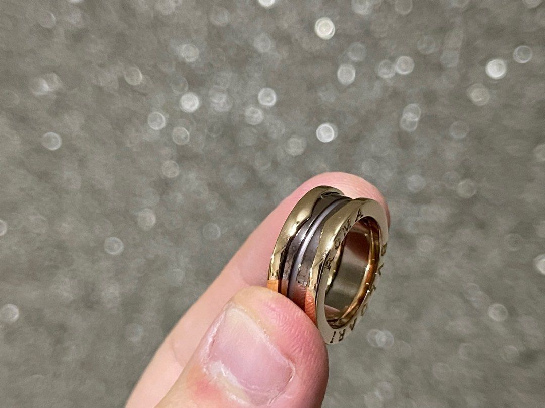 18k Bvlgari B01 Roma Rose Gold and Ceramic Ring Au750