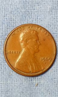 1969 d memorial one cent, choice AU