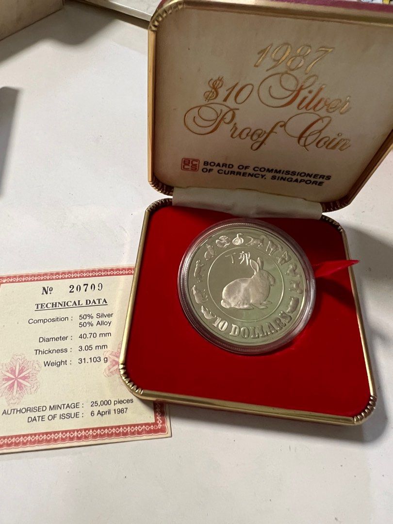 1987 Year of Rabbit $10 Silver Proof Coin, Hobbies & Toys, Memorabilia ...