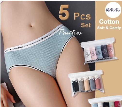 5 Pcs Set Low-Waist Antibacterial Cotton Panties (Ladies. Girls. Underwear.  Underpants), Women's Fashion, New Undergarments & Loungewear on Carousell