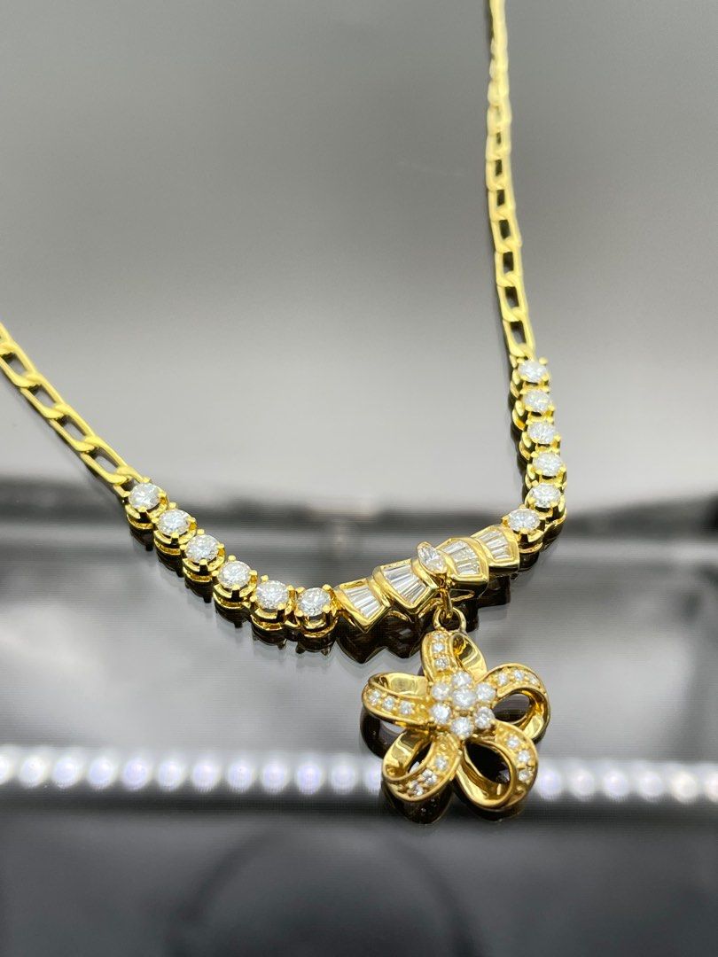 Gold and diamond cheap necklace with price