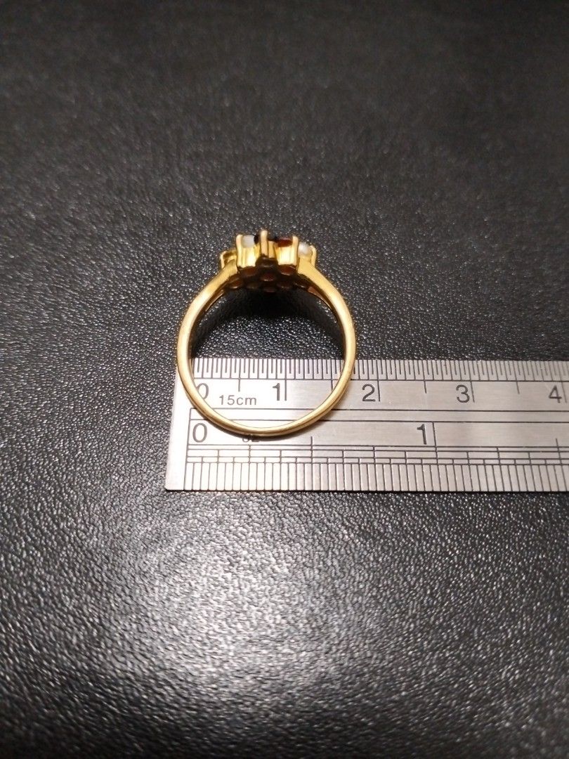 Gold and diamond new arrivals ring stamped korea