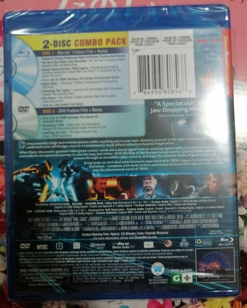全新美版創戰紀Tron:Legacy 藍光碟+DVD blu-ray disney, 興趣及遊戲