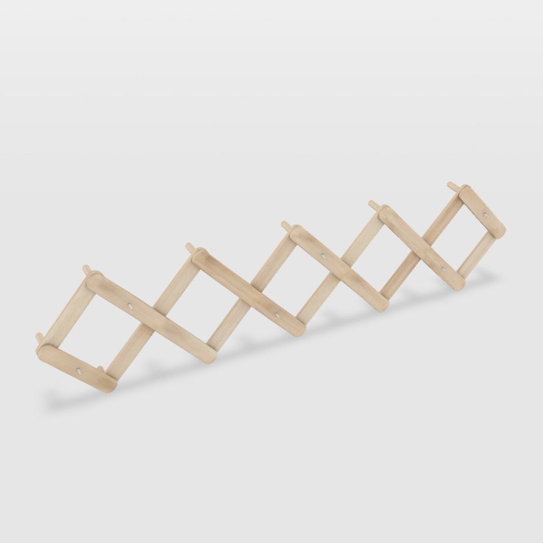 Accordion 16 Hooks Rail Light Wood Cup Holder / Hanger, Furniture