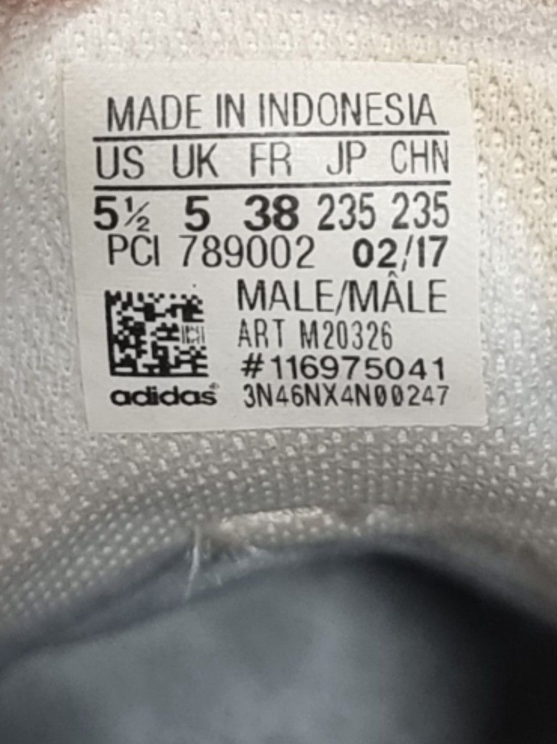 Adidas shoes size cheap tag