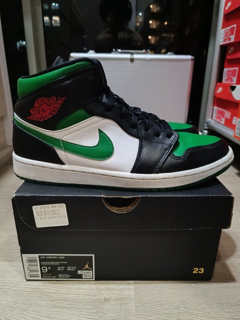 Air jordan 1 mid green black shop