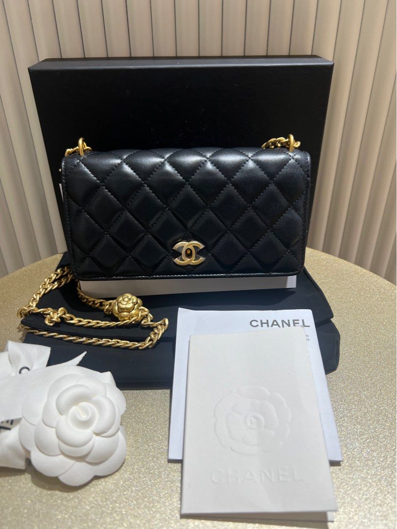 Authentic Chanel WOC Lambskin Camellia Pearl Crush, Luxury, Bags & Wallets  on Carousell