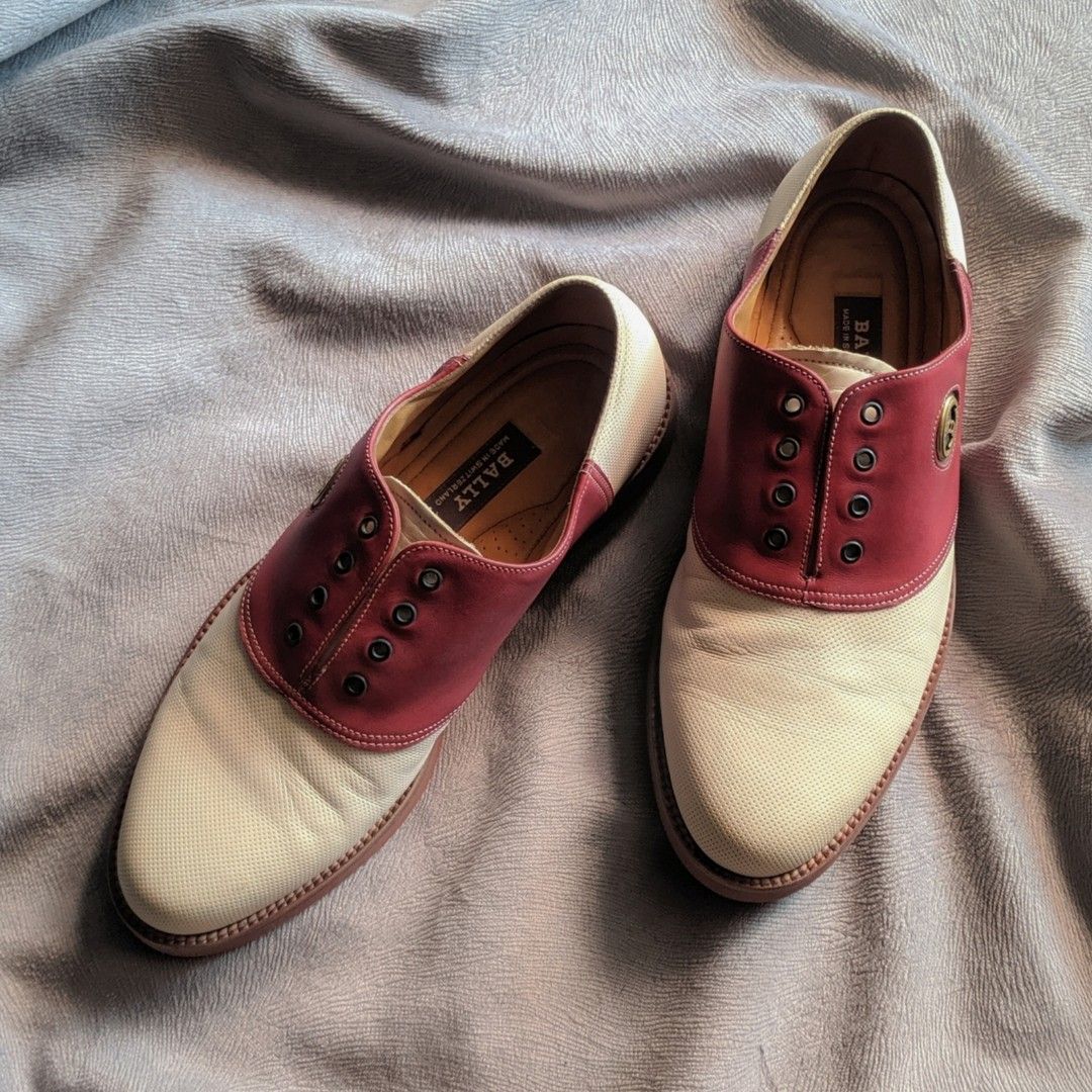 Bally Authentic Two Tone Saddle Slip Leather Oxford Shoes Sepatu