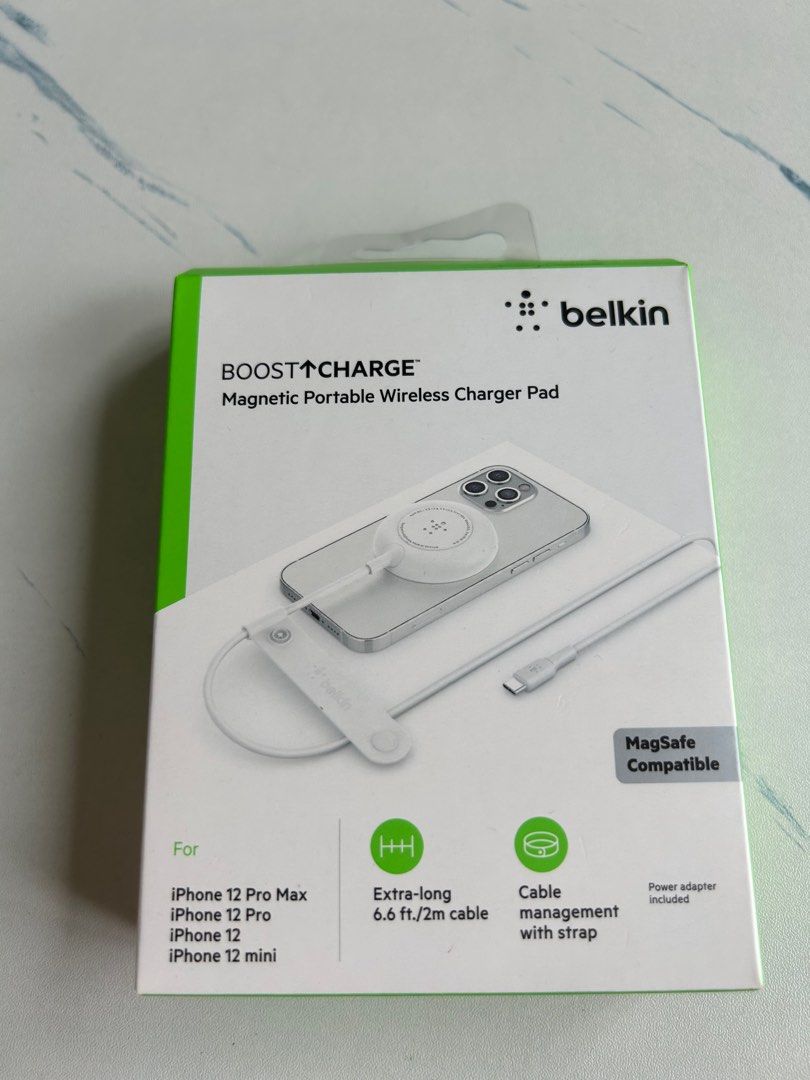 Belkin 7.5W Magnetic Portable Wireless Charger Pad - 6.6ft/2M Long