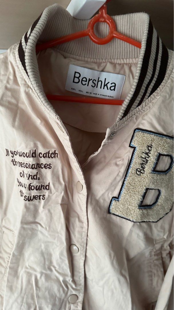Bershka Cropped Varsity Bomber Jacket (Category: Coats, Jackets and Outerwear) located in Makati City. Submitted by ario_drobe (Listing ID 1257516467, Image 3). Description: - Used once - Lightweight - Cropped - SIZE: Large - Location: Makati. Shipping thru Lalamove or LBC COP only. Unable to ship ASAP due to work. .